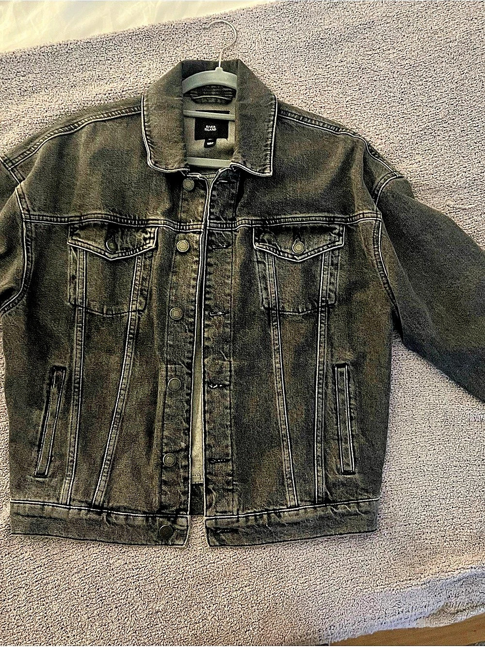 River Island Women's Black Denim Jacket Medium